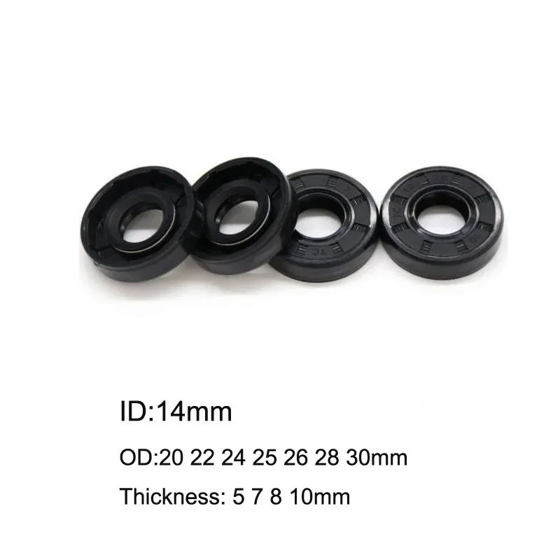 5/10 Pcs NBR Nitrile Rubber TC Double Lip Oil Seal 14x20x5 14x22x5/7 14x24x5/7 14x25x7/8 14x26x7 14x28x5/7/8 14x30x7/10mm