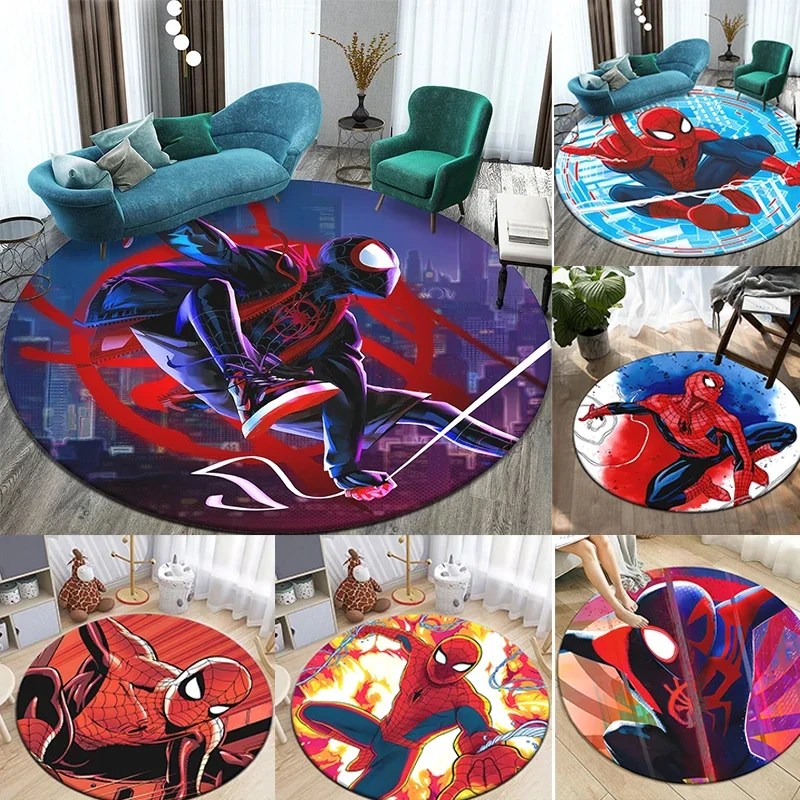 

MINISO DISNEY Spider Man Printed Pattern Circular Carpet Bedroom Decor Rug Floor in Living Room Kitchen Door Toilet Camping Mat