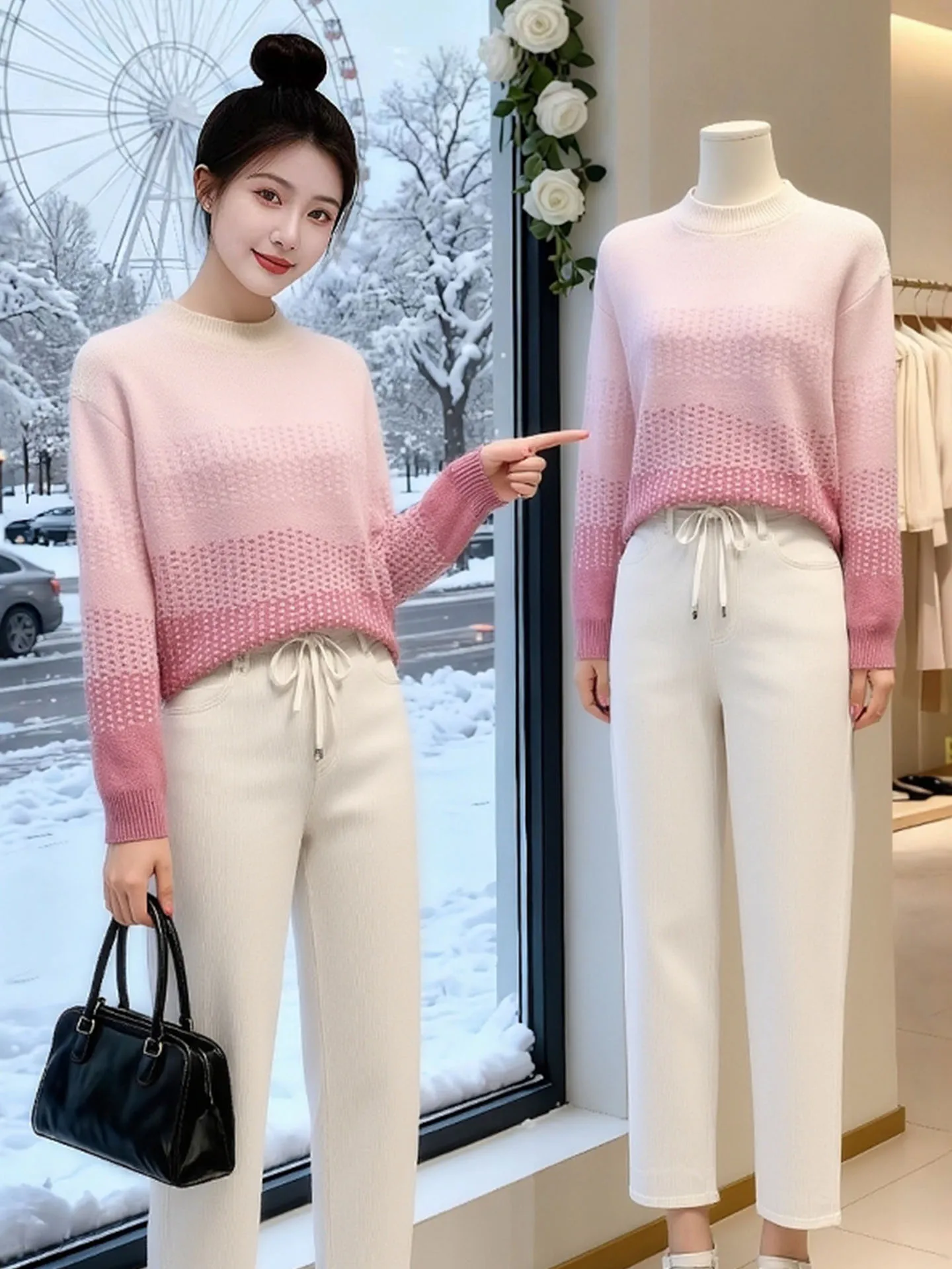 

Зимний дизайн, длинный вязаный свитер свека, удобный мягкий топ, цветная блузка, милая антивозрастная женская мода