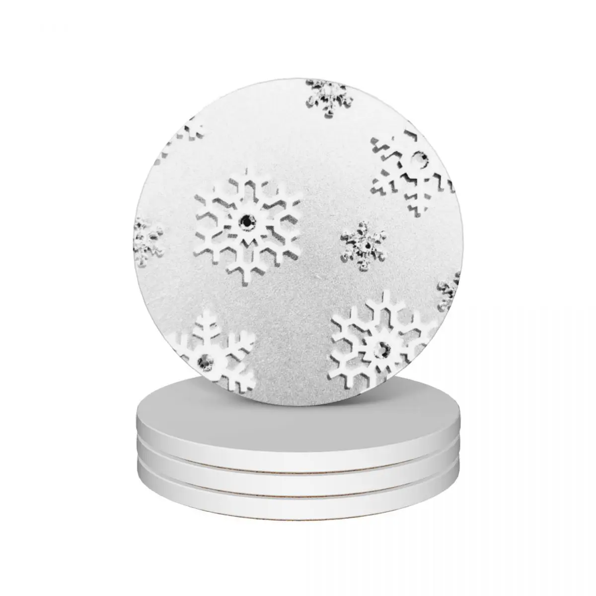 

Shimmering Silver Snowflakes Ceramic Coasters (Set of 4) black customized Coasters