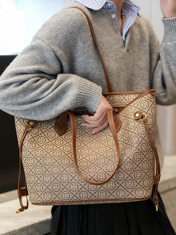 

Большая сумка-тоут Ele в стиле ретро, женская пригородная сумка, сумка через плечо с мягкой ручкой, водонепроницаемая застежка-молния для ежедневного использования