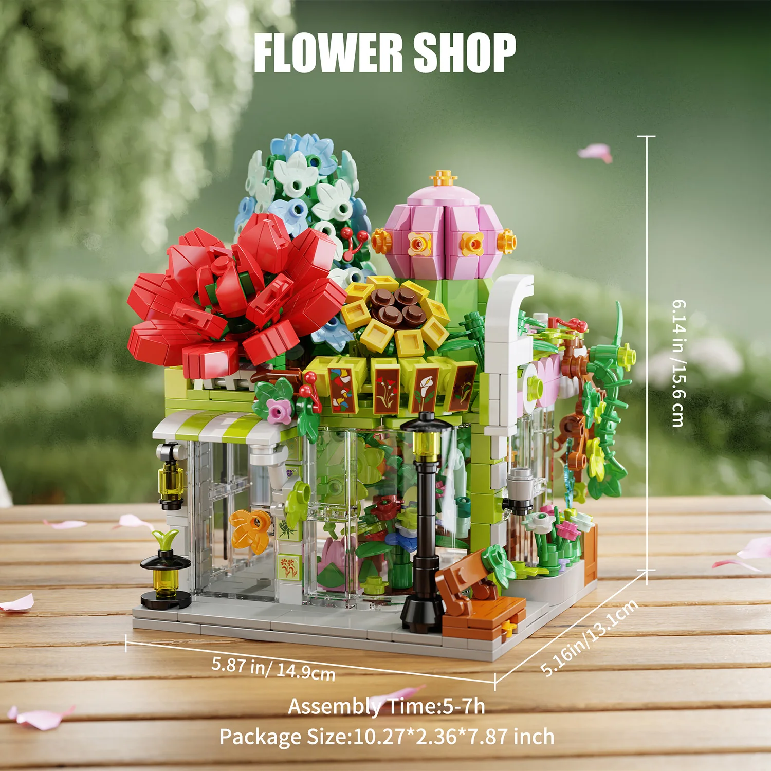 745 قطعة لعبة مكعبات البناء مدينة عرض الشارع بائع الزهور متجر نموذج متوافق مجموعات التقنية الطوب ألعاب تعليمية هدايا عيد الميلاد #2