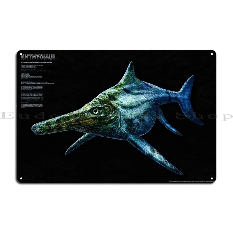 Ichthyosaur Large Extinct Marine Reptile Metal Plaque Poster Bar Cave Designer Plaques Retro Sign Tin Sign Poster