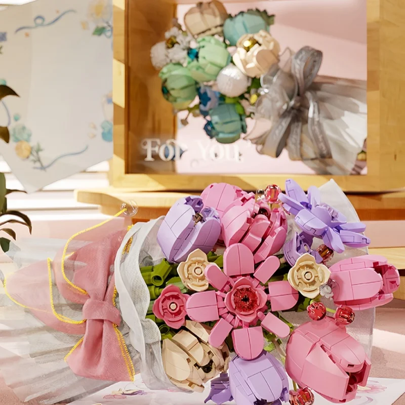 

Sembo Block Building Blocks Eternal Flower Bouquet Handmade Assembled Display Photo Frame Holiday Birthday Gift For Collector