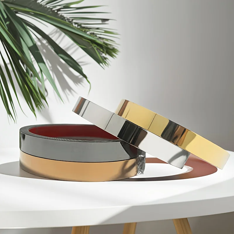 5-Meter Self-Adhesive Stainless Steel Wall Edge And Sealing Strip, With Adhesive Backing, Can Be Peeled Off And Glued.