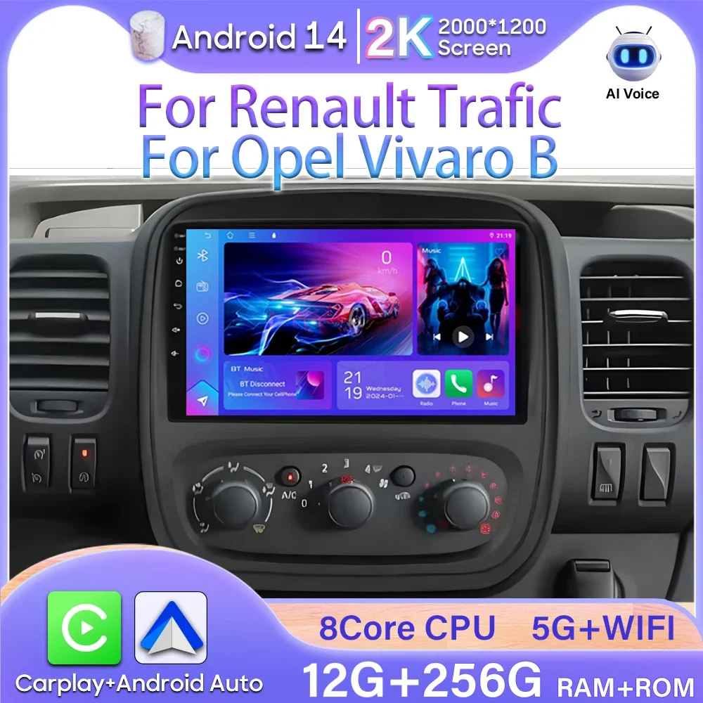 GPS Navigation For Renault Trafic 3 2014 -2021 For Opel Vivaro B 2014-2018 Car Intelligent Systems Video Carplay Car Radio DVD