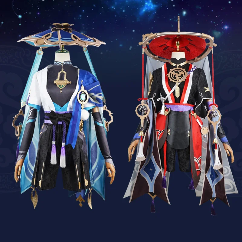 Wanderer Kostüm Uniform für Männer Scaramouche Cosplay Gens hin impact Kostüm Perücke Hut voller Satz Anime Halloween Spiel Cosplay Kostüm