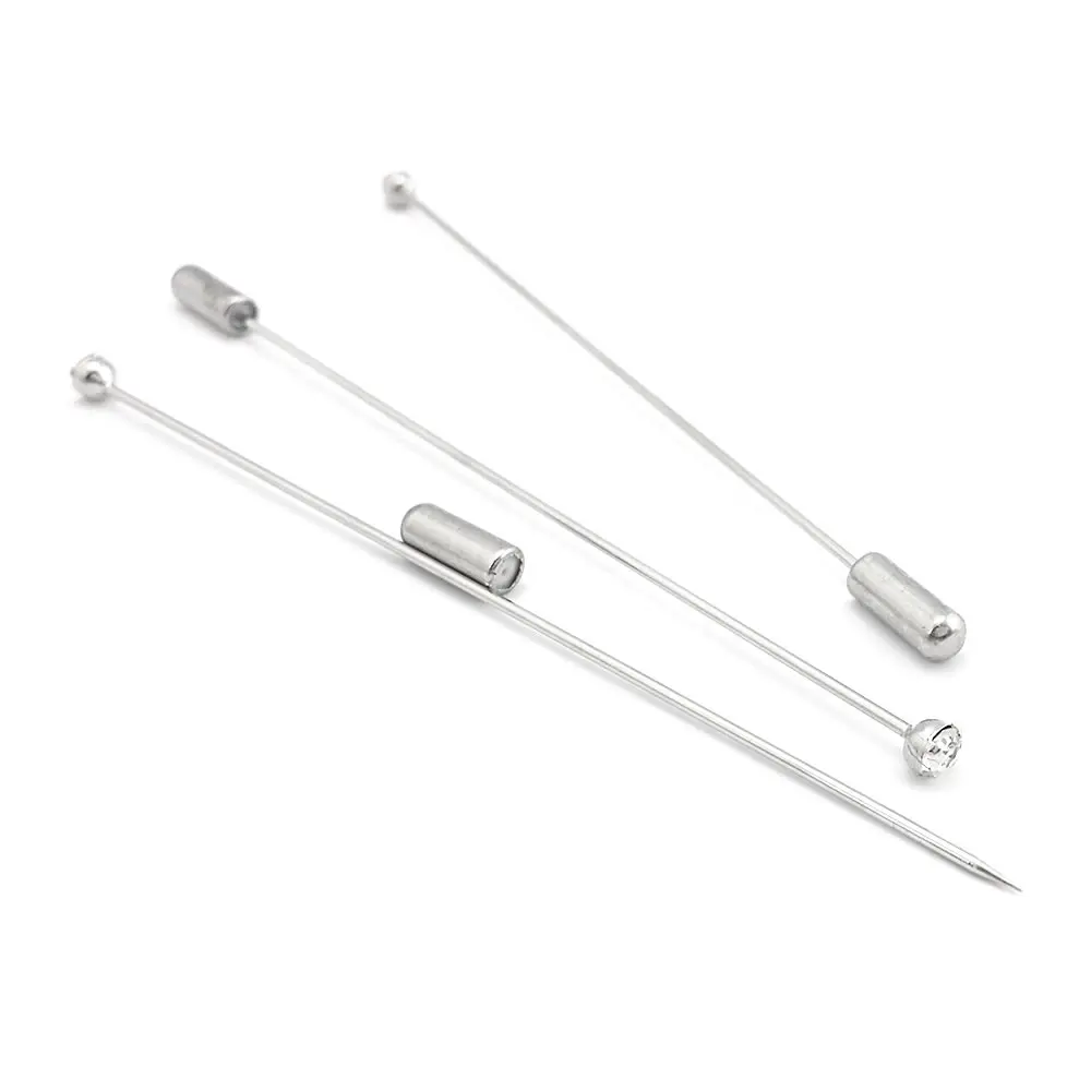 10 sztuk pełnej długości 93MM imitacja mosiądzu w kolorze rodu ze szklanymi broszkami z kryształu górskiego przypinki Diy tworzenia biżuterii akcesoria do broszek — zdjęcie 2