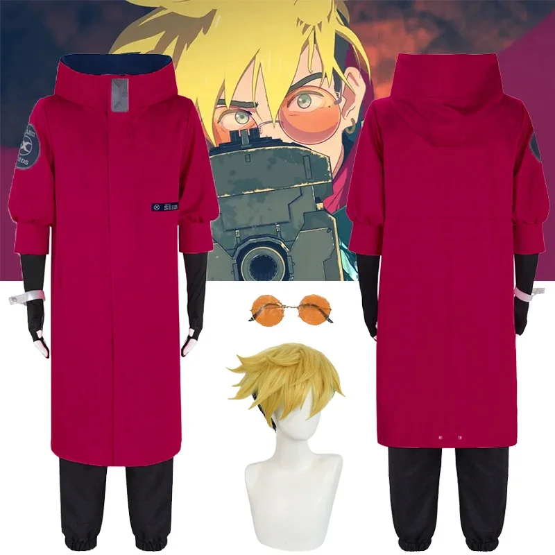 Vash The Stampede Cosplay Anime Trigun Stampede Cosplay Costume Wig Coat Pants Glasses Outfits Halloween Party Clothes for Evil