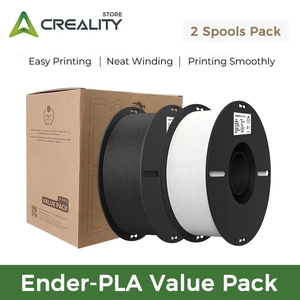 

Creality Ender-PLA Value Pack(2 Spools Pack) White and Black Smoothly PLA Filament 1.75mm PLA 2kg for Most FDM 3D Printer