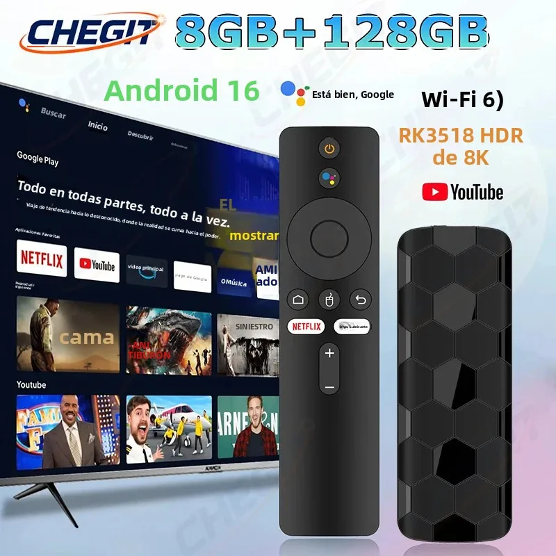 TV Stick Android 16 RK3518 8GB 128GB 8K