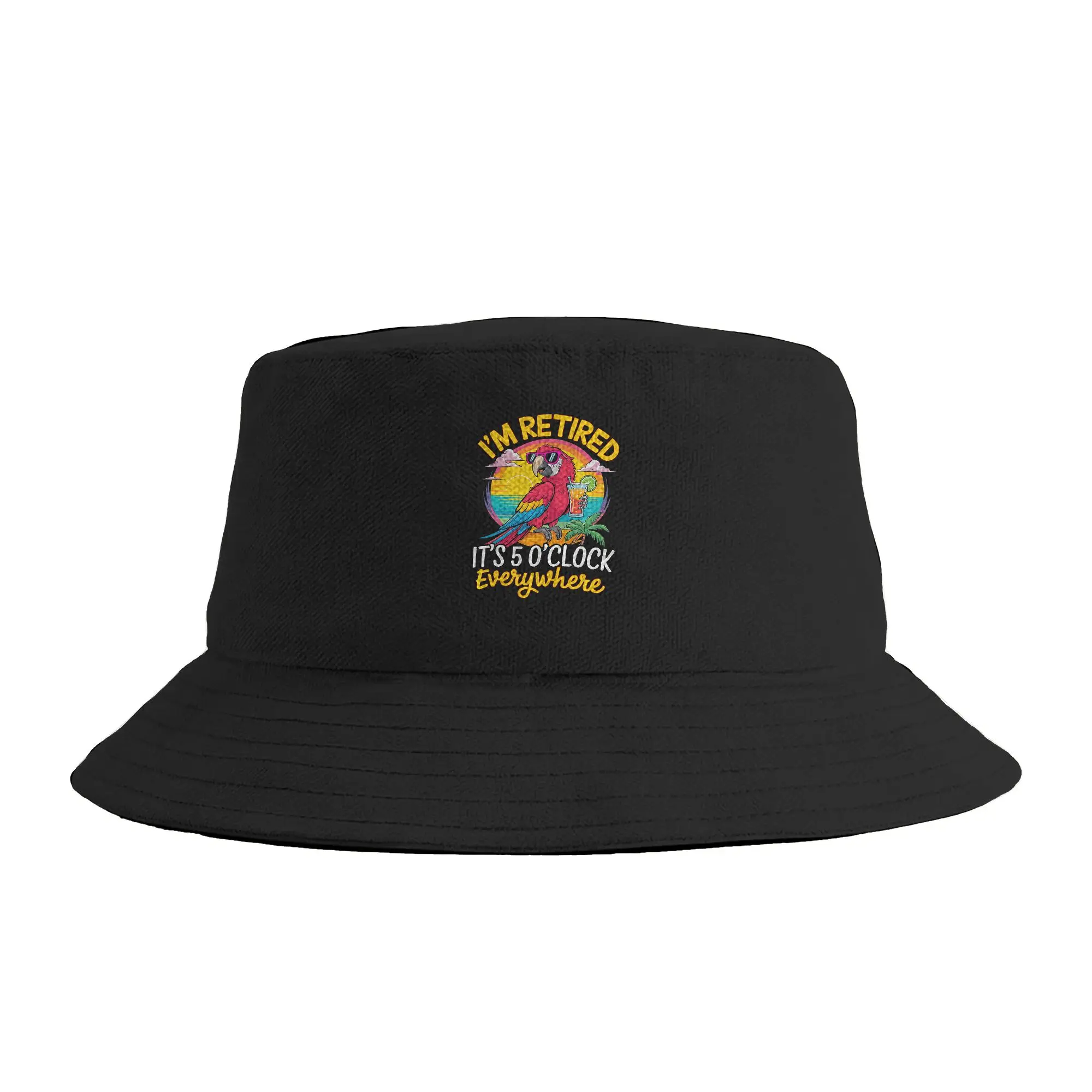 I‘m Retired  It’s 5 o‘clock Everywhere Bucket Hat For Women Fisherman Hats Korean Fishing Caps Personality Hawaii Sunscreen Hats