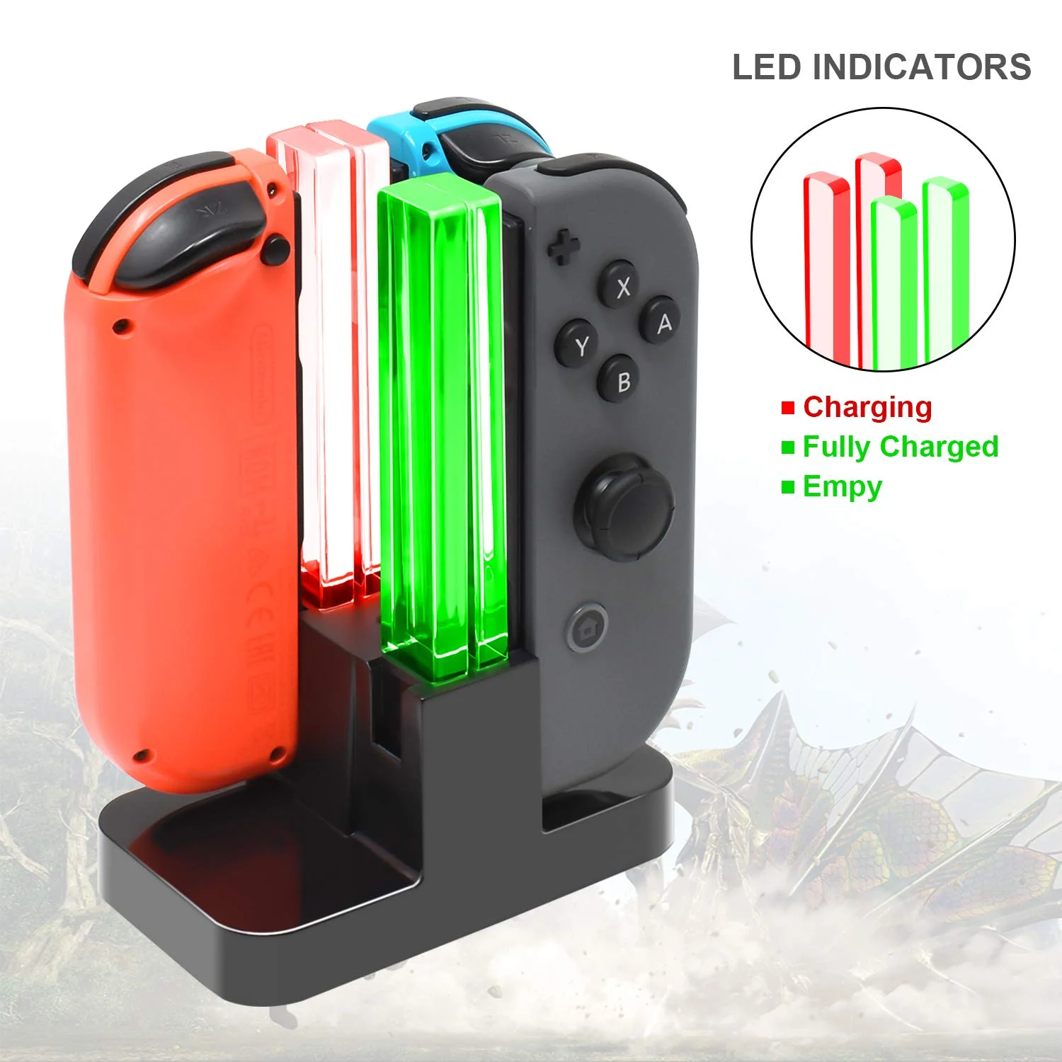 4 In 1 LED Charger Stand Dock Holder Games Handle Controller Charger Stand With USB for Switch Accessories