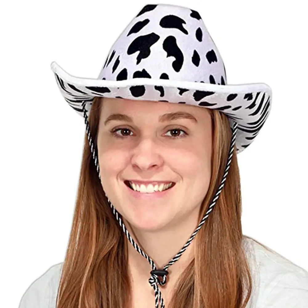 

Fashion White Cow Pink Star Sequin Windproof Girl Cap Cowgirl Hat Stetson Cowboy Hat