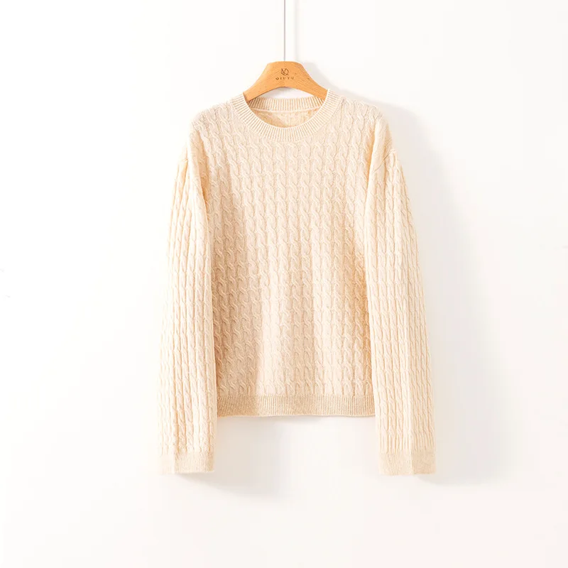 Birdtree,100% Pure Wool Sweater,Women Knitted Warmth O-neck Tops, Full Sleeve Basics Shirt, 2025 Fall Winter Pullover T5D417JF