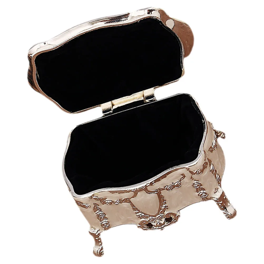 

1 шт. винтажная металлическая шкатулка для украшений, органайзер для ожерелий и серег, маленькая декоративная шкатулка для драгоценностей, подарок для женщин