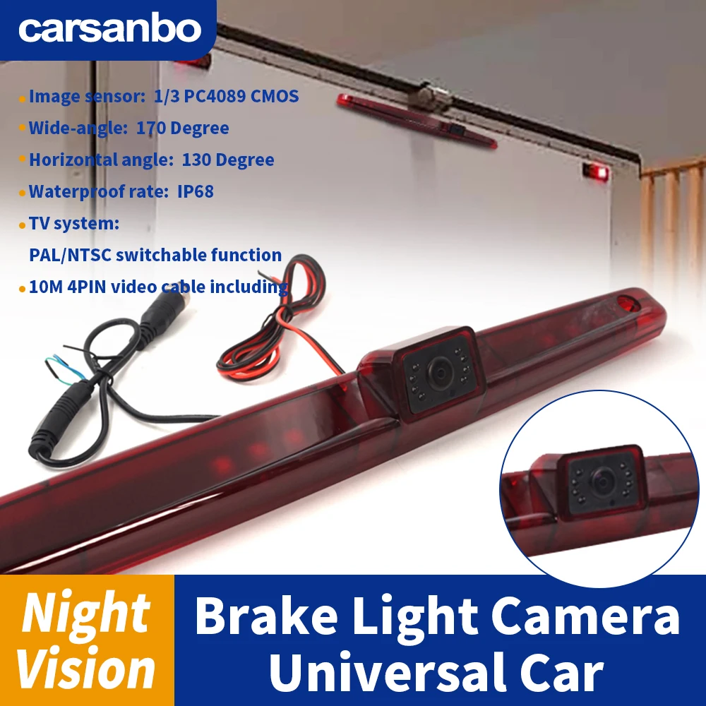 Carsanbo Parking Brake Light Rearview Camera Night Vision Waterproof Rear Camera Van Car General Electronic Accessories