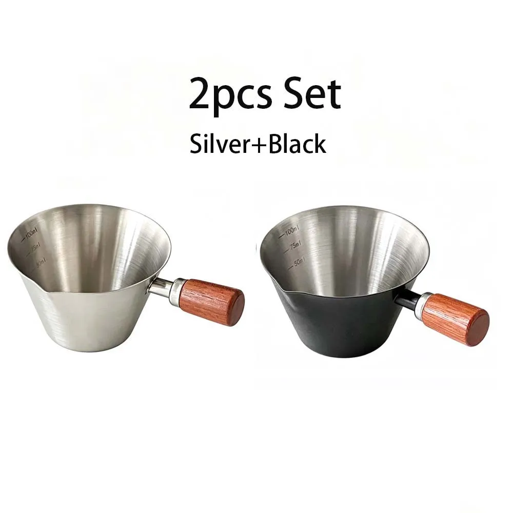 Set Coffee Cup Stainless Steel Coffee Measuring Cup 100ml Multi-Purpose Espresso & Milk Ounce Cup With Measurement Marks 100ML view 6