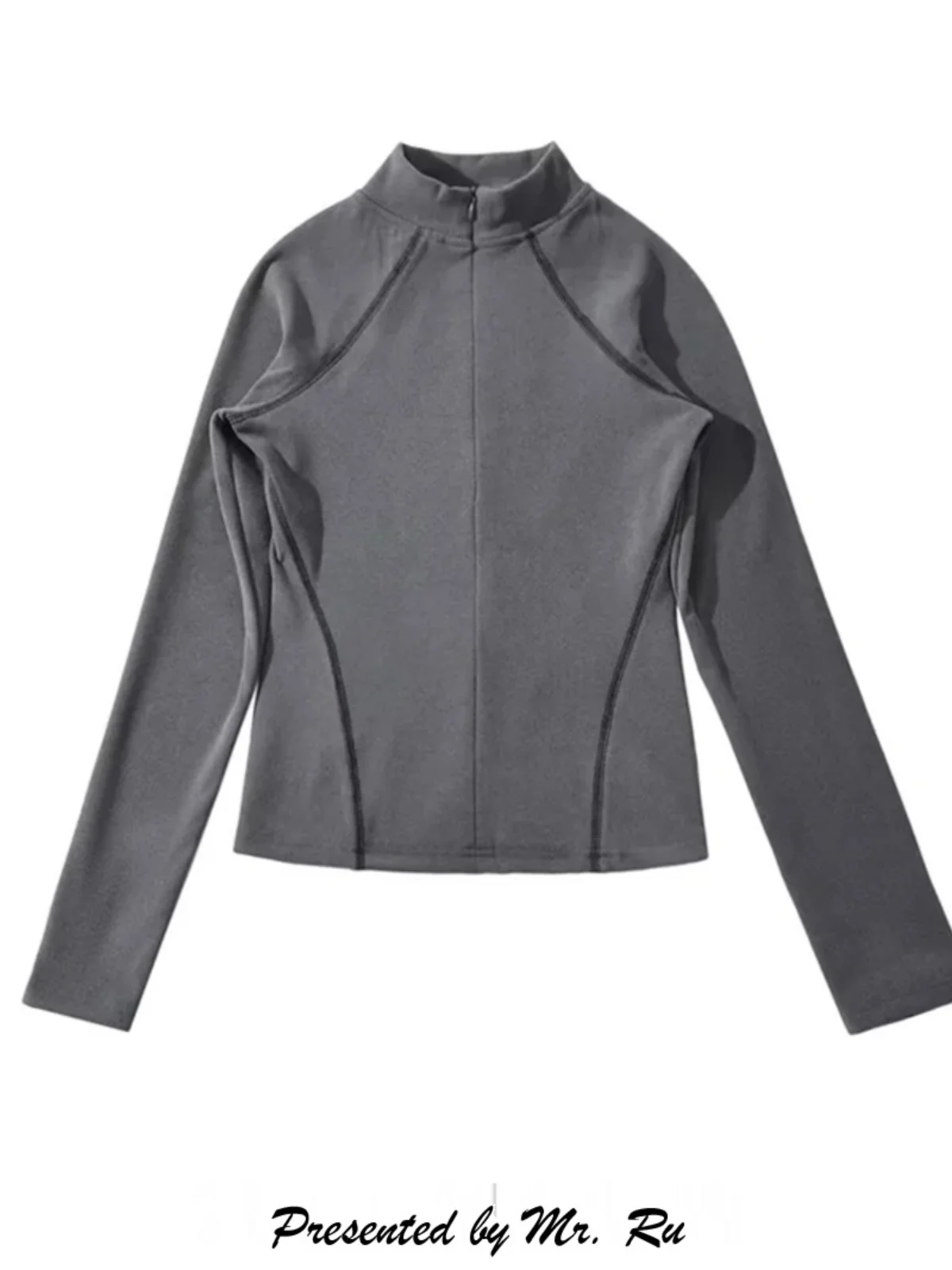 

Облегающая двусторонняя бархатная кофта на молнии с вставками на плечах, высокоэластичная, в американском ретро-стиле, с простой отделкой, легко сочетается