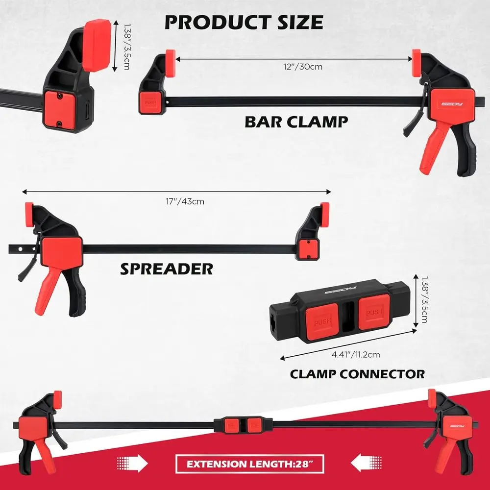 12 Quick-Release Clamps for Woodworking, 150 lbs Capacity, Ideal for DIY Projects