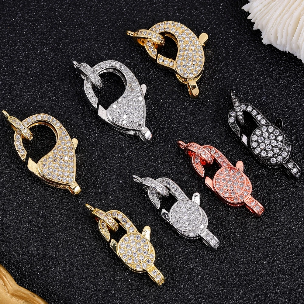 Juya Handmade 18K Real Gold Plated Connector Fasteners Lobster Clasps Accessories For DIY Needlework Beads Pearls Jewelry Making