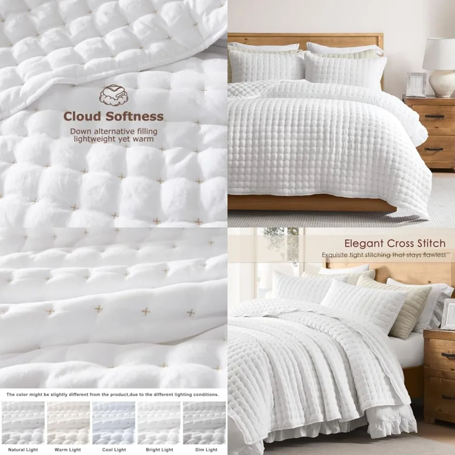 

Size Quilt Bedding Sets Pillow Shams, Lightweight Soft Bedspread Coverlet, Quilted Blanket Thin Comforter Bed Cover, All Season