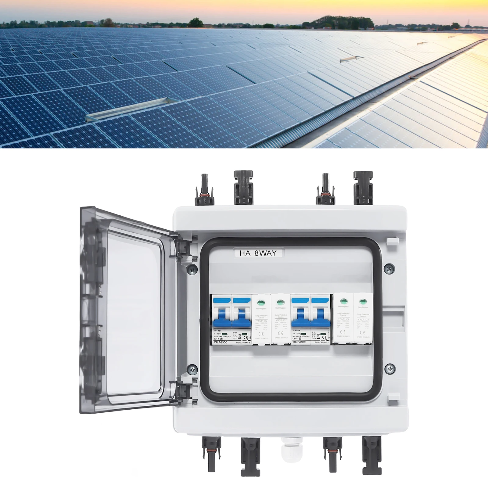 Boîte de combinaison photovoltaïque solaire PV 1000V, 2 entrées, 2 sorties, DC 2P 40A/25A, étanche IP65 IK10