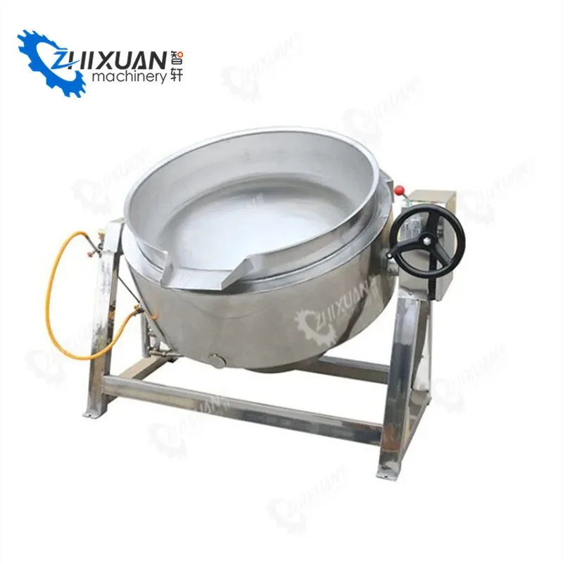 Double layer steam heating jacketed pot jacketed kettle with agitator
