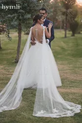 2 Pieces Wings Veil Cathedral Wedding Cape Bridal Cloak Lace Applique Long Bridal Accessories in White,Off-White , Ivory LL224DP