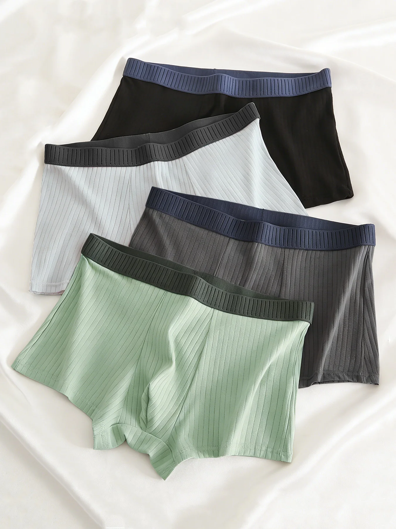 4 pieces cotton solid color simple style men's underwear comfortable breathable men's boxer briefs 4 pieces combination