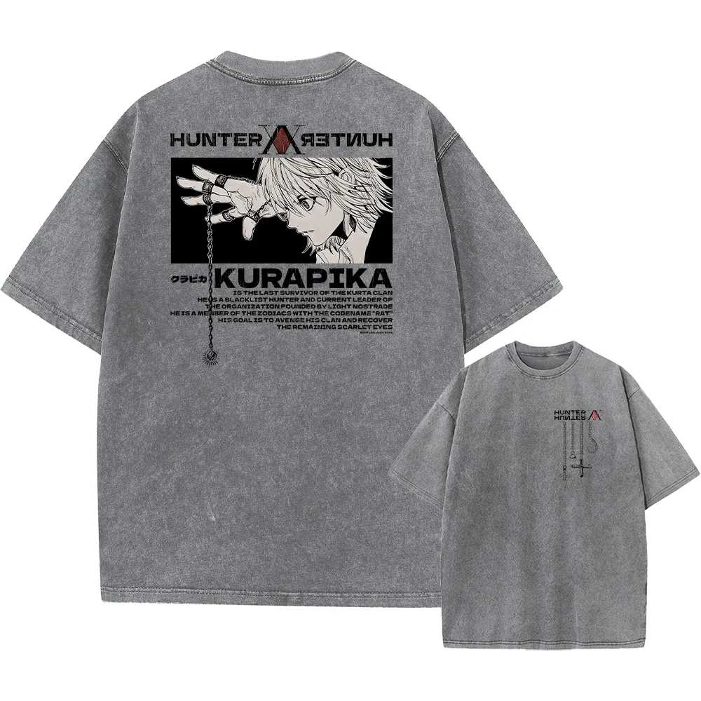New Vintage Anime Hunter X Hunter Acid T Shirt Graphic Print Tees Men Women Manga Street Washed 100% Cotton T Shirts Unisex
