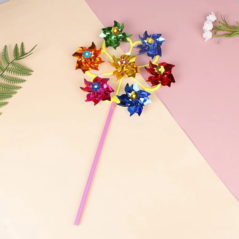 1Pc plastica Wind Spinner giocattolo per bambini colorato fai da te paillettes mulino a vento Spinner casa giardino cortile decorazione giocattolo per bambini