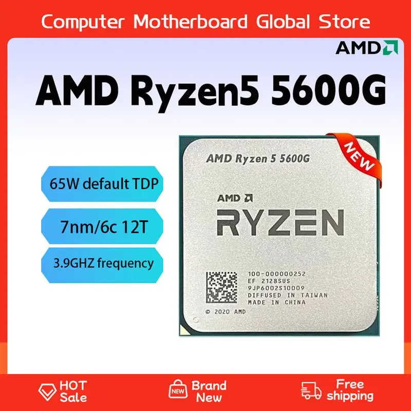 To New AMD Ryzen 5 5600G Novo CPU Vega 7 Brand R5 5000 Series placa de video CPU Processor Integrated Chips Socket AM4 Desktop