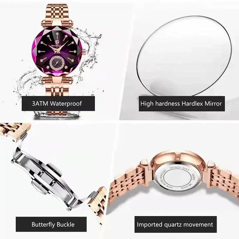 Nieuw 2024 Horloge Voor Vrouwen Luxe Sieraden Ontwerp Roségoud Staal Kwarts Polshorloges Waterdicht Mode Zwitserse Merk Dames Horloges