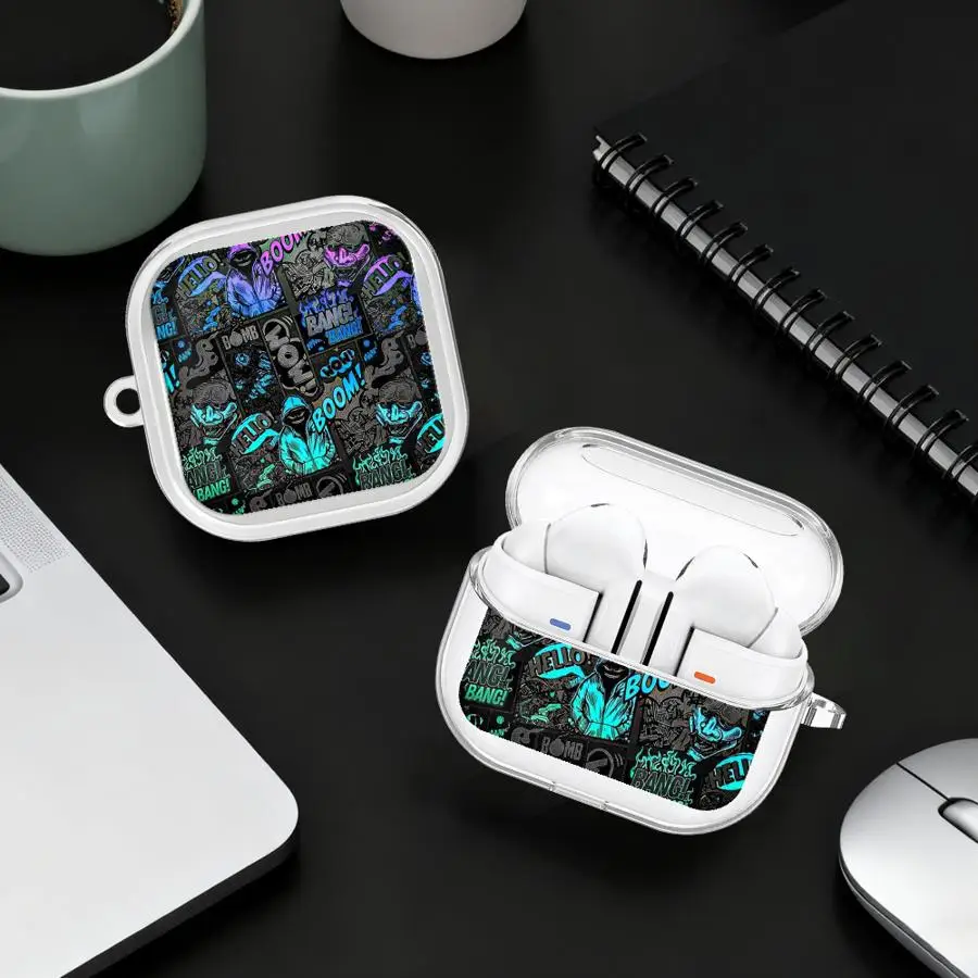 

Cool Boom Man Case For Samsung Galaxy Buds 4 Pro 3 FE Live 3Pro 4Pro 2Pro 2 Clear Earphone Cases Cover With Hook