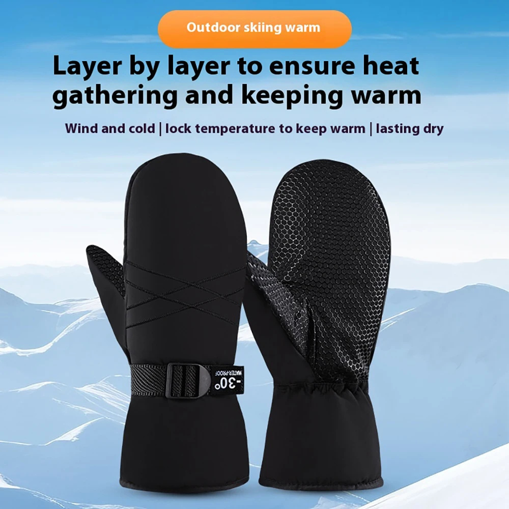 

Pair Motorcycle Winter Gloves Outdoor Ski Gloves Warm Non-Slip Extended Wrist Windproof Gloves Electric Motorbike Gloves