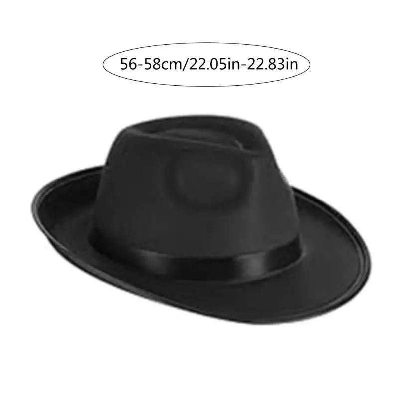 A52E Rollkrempen-Hut für Erwachsene, Bühnenshow, Trilby-Hut, Vliesstoff, flacher cooler Fedora-Hut – Detail 6