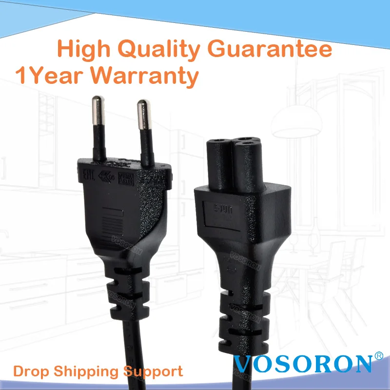 2M EU Plug Universal Laptop Charger Plug Power Adapter Cord Cable For Laptop, Power Supply, Monitor And TV, Safety Plug Type F