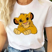 Disney Fashion Hakuna Matata Printed T-shirt Kawaii Lion King Graphic Tees Tops T Shirt Female Casual Short Sleeve Tshirts