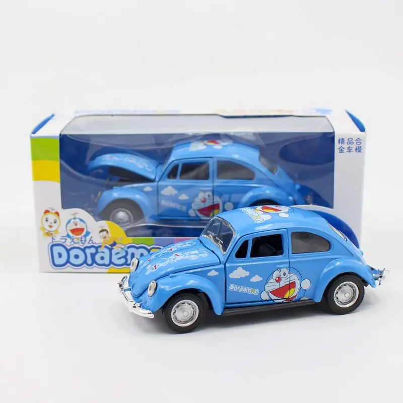 Bandai Doraemon Cat Alloy Car Model Car Ornament bambini Doraemon Anime periferiche Toy Car Beetle Retro Classic Car Gift