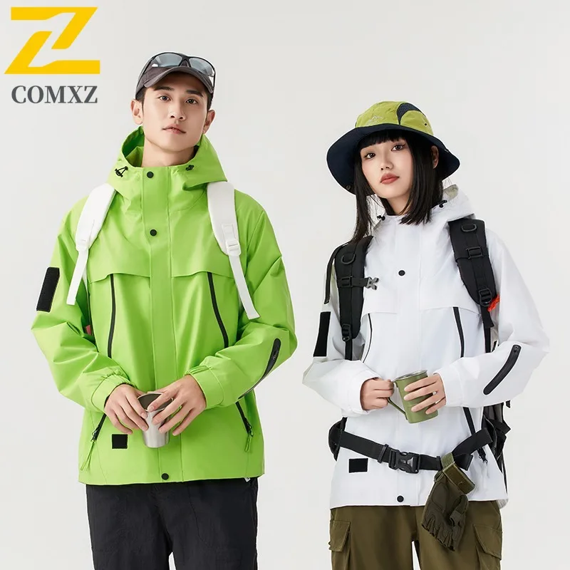 

COMXZ 2025 Men Women Spring Windproof Waterproof Jacket Lightweight Breathable Fishing Hiking Outdoor Sportswear Couple Durable