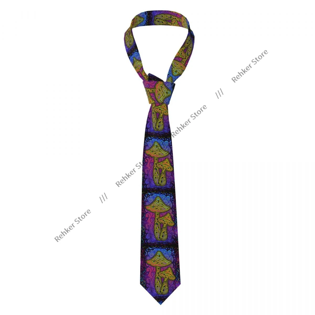 Mens Tie Slim Skinny Mushrooms With Psychedelic Fluorescent Necktie Fashion Free Style Tie for Party Wedding
