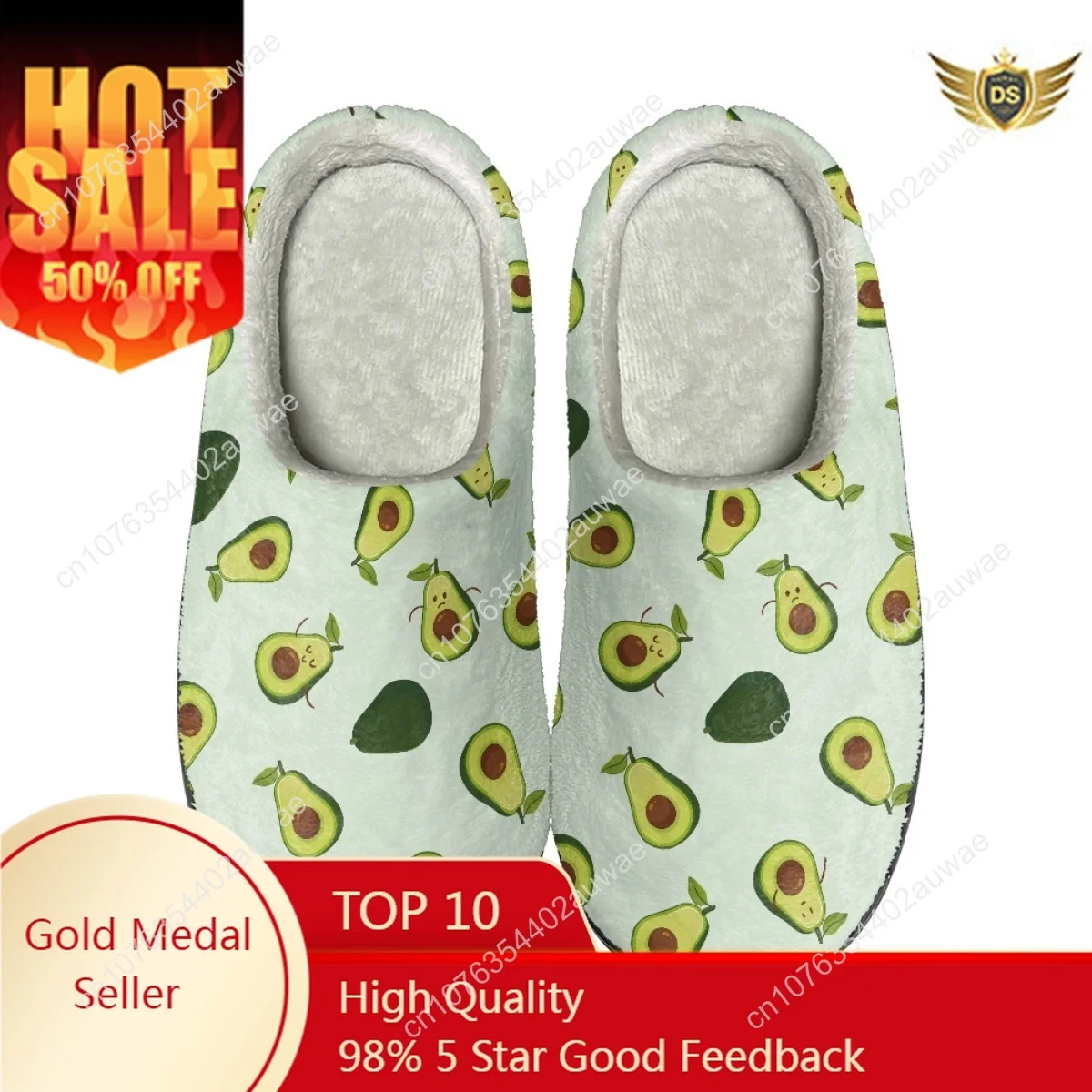 

Avocado/Lemon/Banana Pattern Women Home Flats Slippers Bedroom Couple Cotton Slides Slippers Autumn Winter Warm Cozy Floor Shoes