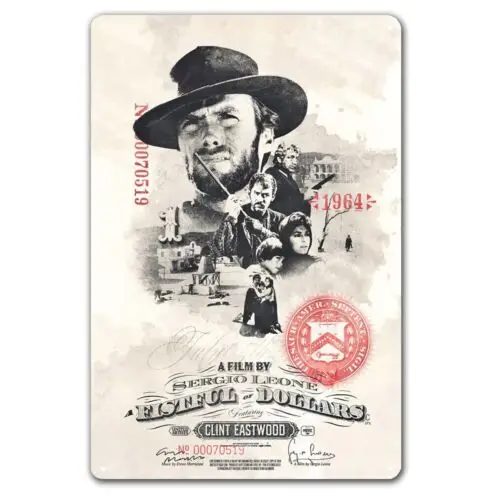 A Fistful Of Dollars Clint Movie Metallposter-Blechschild – 20 x 30 cm, Aluminiumplatte