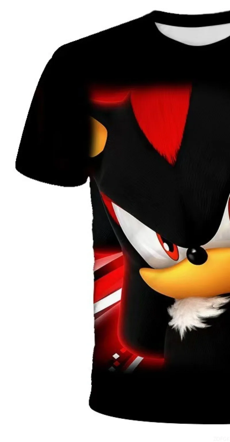 صيف جديد قصير الأكمام أنيمي سونيك الكرتون 3D الطباعة الرقمية المألوف ومريحة عارضة جولة الرقبة تي شيرت #6