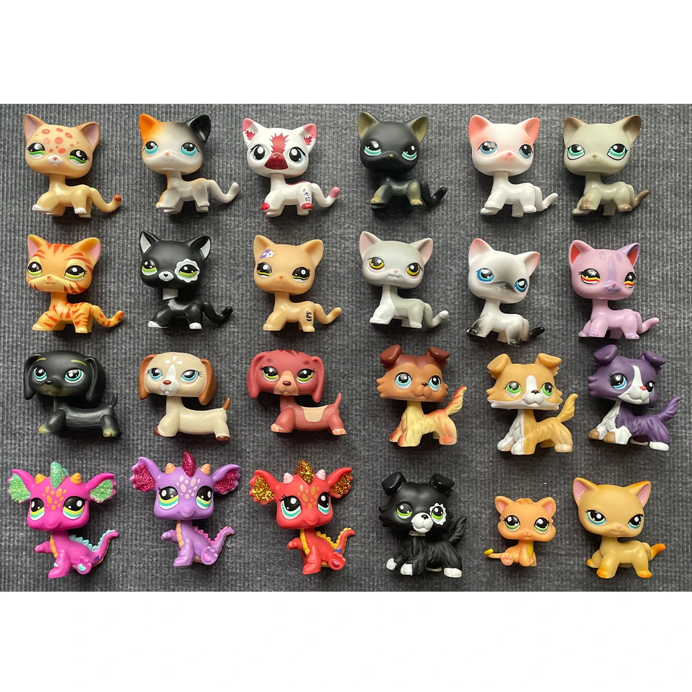 Lps Toys Cute Dog Rare Short Hair Cat Pet Egyptian Grey Blue Eyes Old Original Animal Collection Kids Gift Toys