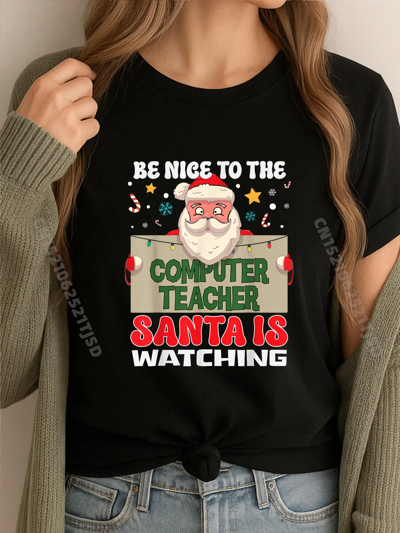 

Be Nice To Computer Teacher Santa Watching Christmas Hiphop Streetwear Fashionable and Trendy Harajuku Normal