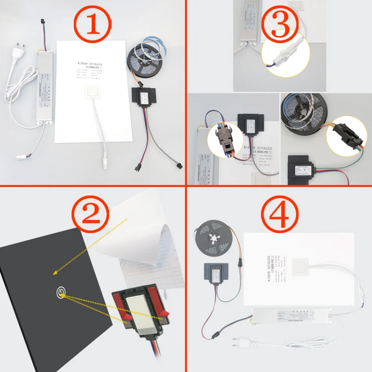 DC12V Intelligenter Spiegelschalter mit Touch-Dimmung und LED-Beleuchtung für Badezimmerspiegel mit Antibeschlagfunktion – Detail 3