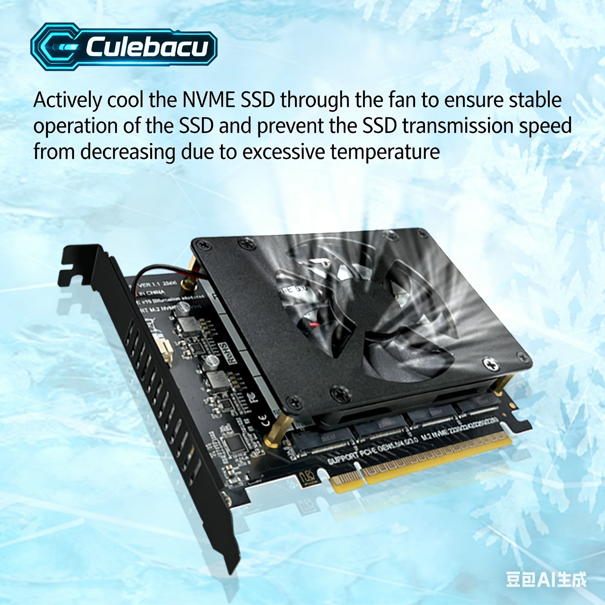 4-disk NVME RAIDPCI-EX16 Split Card with Heat Sink PCIEX16 NVME M.2 MKEY SSD RAID Expansion Adapter 128Gbps Internal Accessories