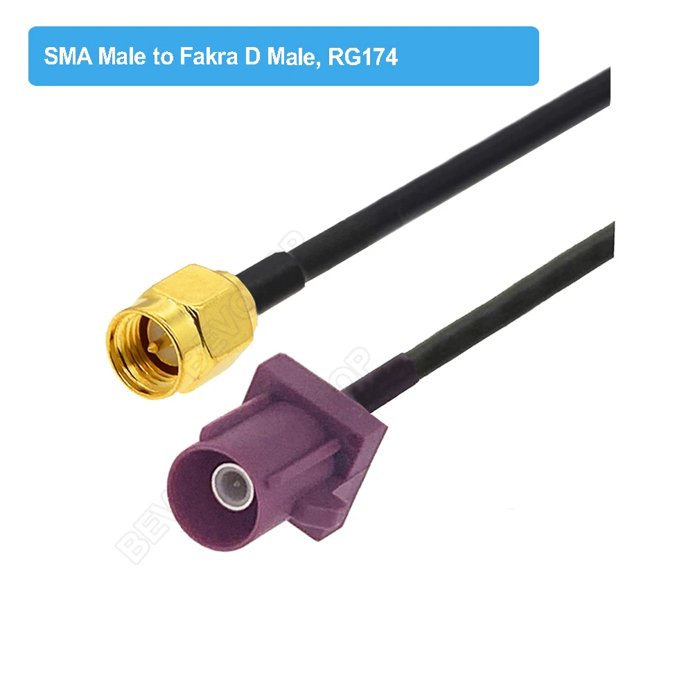 Bordeaux RAL4004 Male / Female Fakra D to SMA Male Plug RG174 Cable Adapter GSM Antenna Extension Cord RF Coaxial Pigtail Jumper